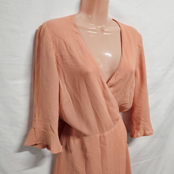 Reformation Wren Wran Wrap Mini Dress Women Size XL Peach - Picture 12 of 13